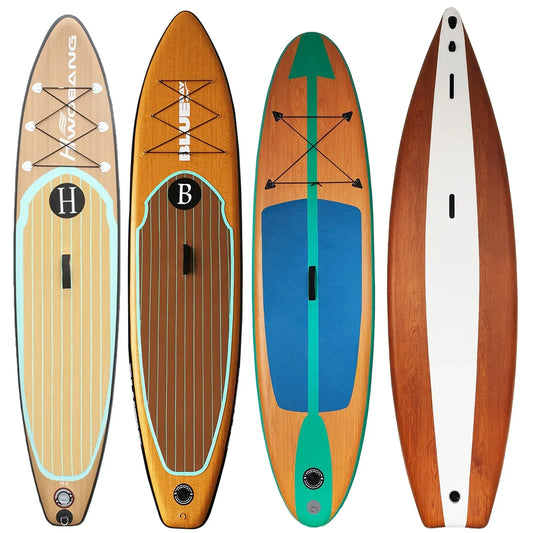 -Wooden color double layer material surfing inflatable sup board