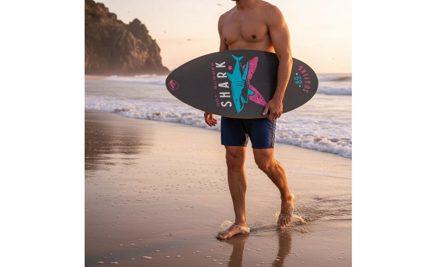 Hard Surfboard Rounded Tail Printed Surfboard Ride Board Stable Ride Water Sport Gear Sturdy
