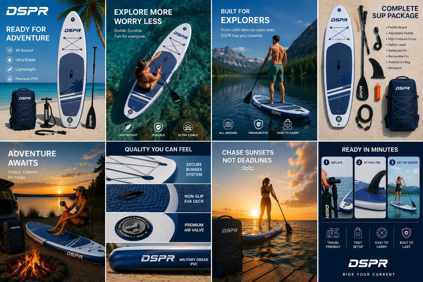 High Performance Inflatable Stand up Paddle Board, for Professional & Amateur, All Water Sports