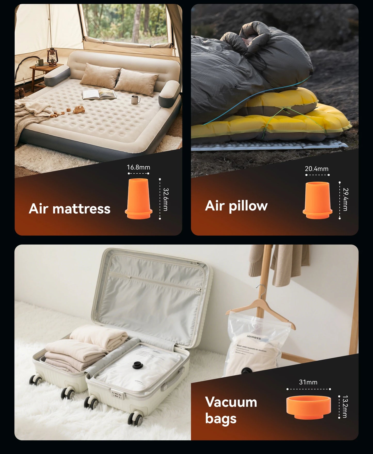 Qunature Air Pump Inflatable Lightweight 5kpa Mini Air Pump Camping Self Inflating Mat Tube Pump Strong Air Pressure