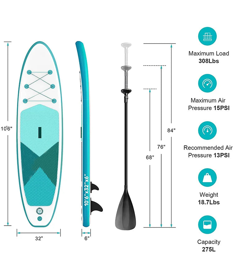 Budget-Friendly Inflatable Sup Board Stand-Up Paddle Board Durable Construction for Recreational Water Activities