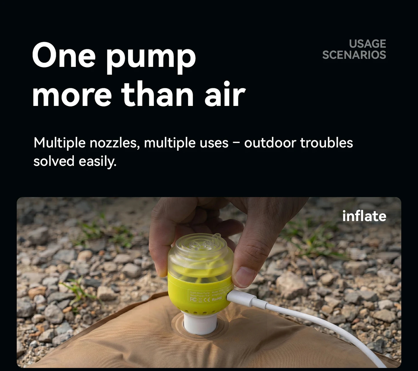 Qunature Air Pump Inflatable Lightweight 5kpa Mini Air Pump Camping Self Inflating Mat Tube Pump Strong Air Pressure