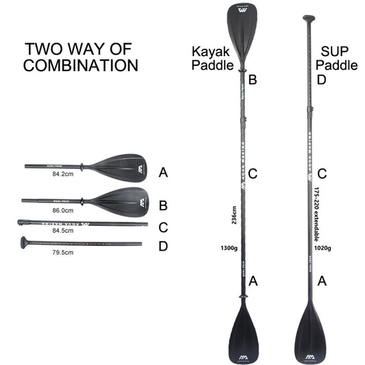 AquaMarina/ SUP paddle surfing aluminum alloy paddle fiberglass double use paddle DUAL TECH kayak oar inflatable boat sup