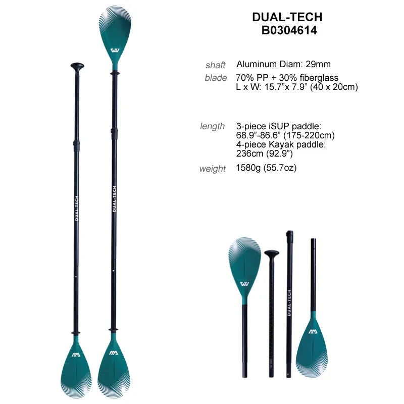 AquaMarina/ SUP paddle surfing aluminum alloy paddle fiberglass double use paddle DUAL TECH kayak oar inflatable boat sup