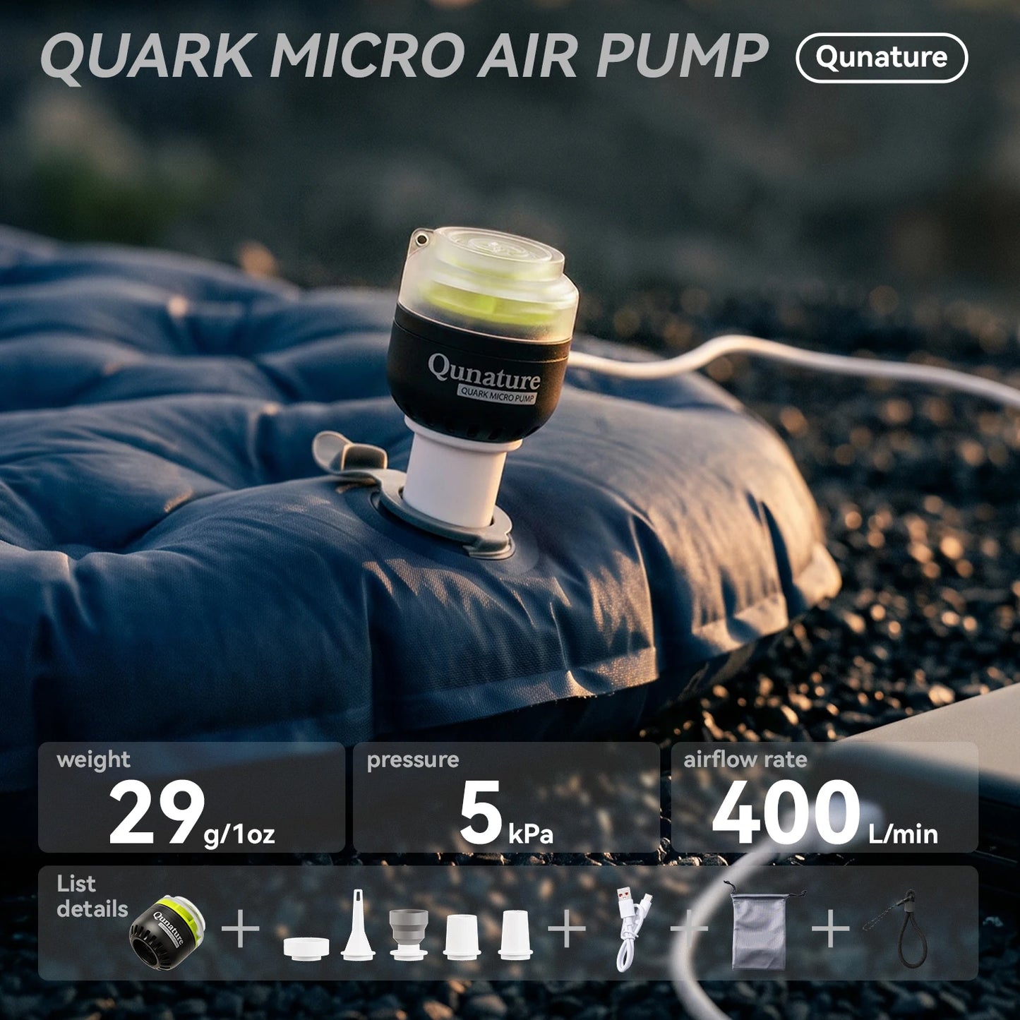 Qunature Air Pump Inflatable Lightweight 5kpa Mini Air Pump Camping Self Inflating Mat Tube Pump Strong Air Pressure