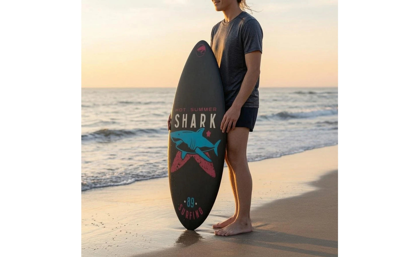 Hard Surfboard Rounded Tail Printed Surfboard Ride Board Stable Ride Water Sport Gear Sturdy