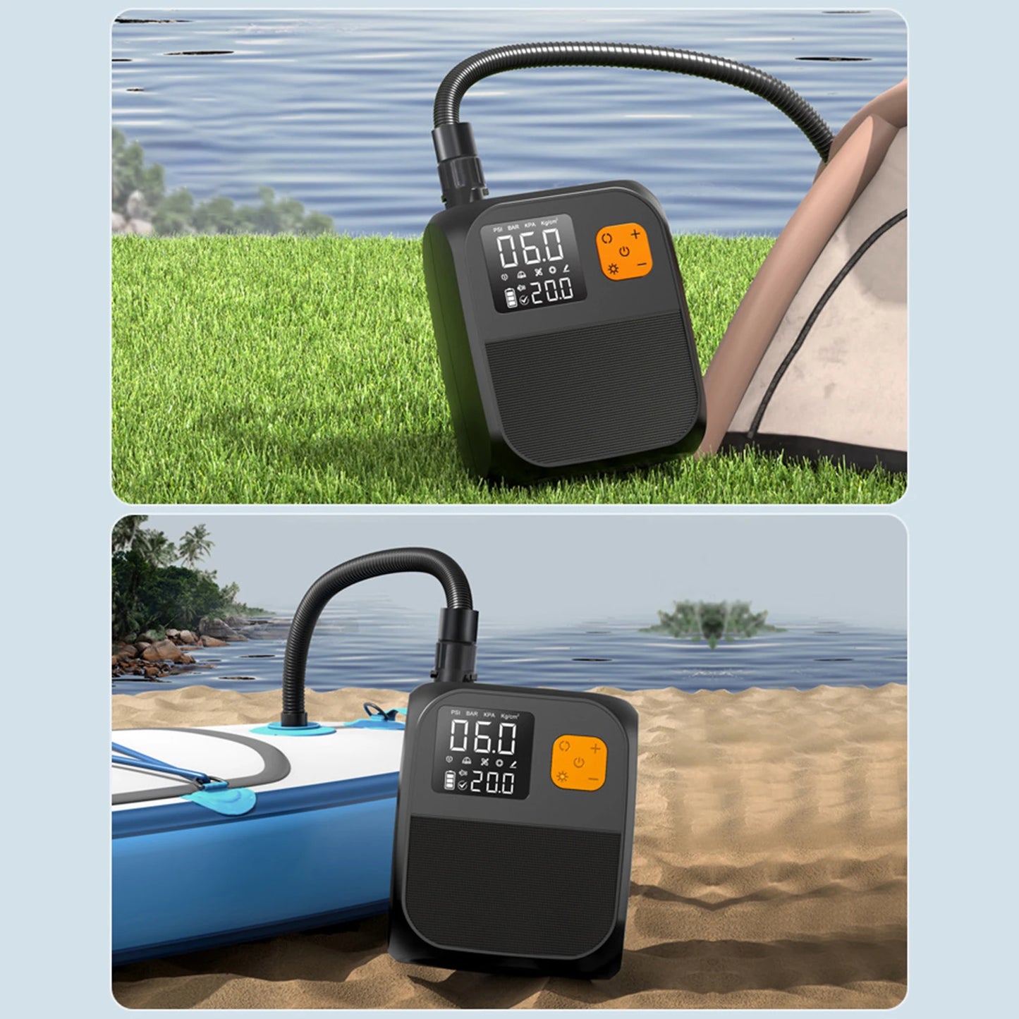 Electric SUP Air Pump 25PSI Inflation Paddle Board Pump Portable Rechargeable Pump for Tent Mattress Boat Kayak Accessories
