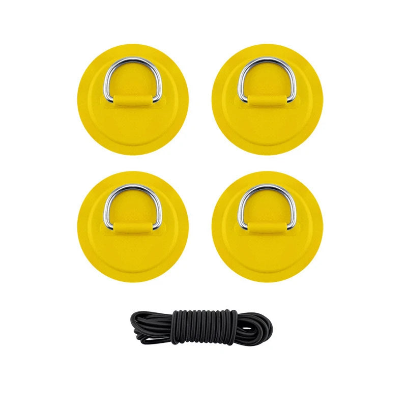 4pcs D Ring Pad PVC Patch Boat Deck Rigging with 2.5m Black Elastic Bungee Rope Inflatable Stand Up Paddle Board SUP Accessories