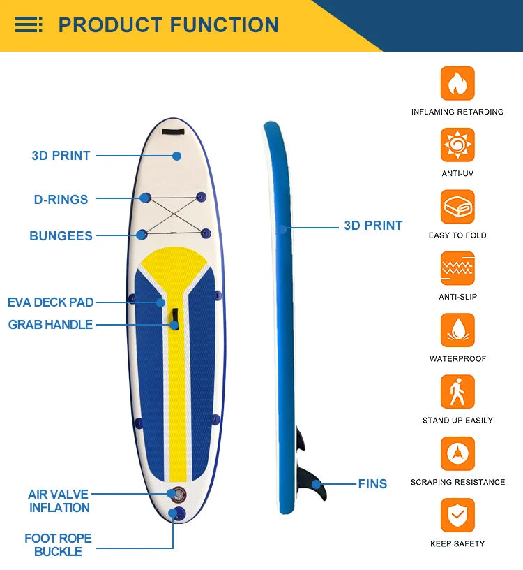 Budget-Friendly Inflatable Sup Board Stand-Up Paddle Board Durable Construction for Recreational Water Activities