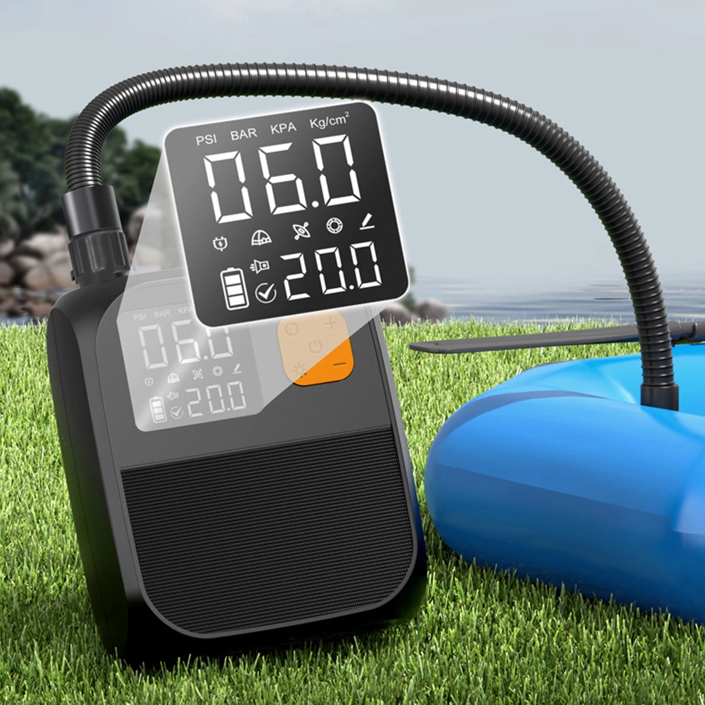Electric SUP Air Pump 25PSI Inflation Paddle Board Pump Portable Rechargeable Pump for Tent Mattress Boat Kayak Accessories