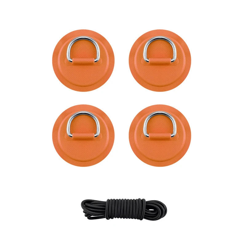 4pcs D Ring Pad PVC Patch Boat Deck Rigging with 2.5m Black Elastic Bungee Rope Inflatable Stand Up Paddle Board SUP Accessories