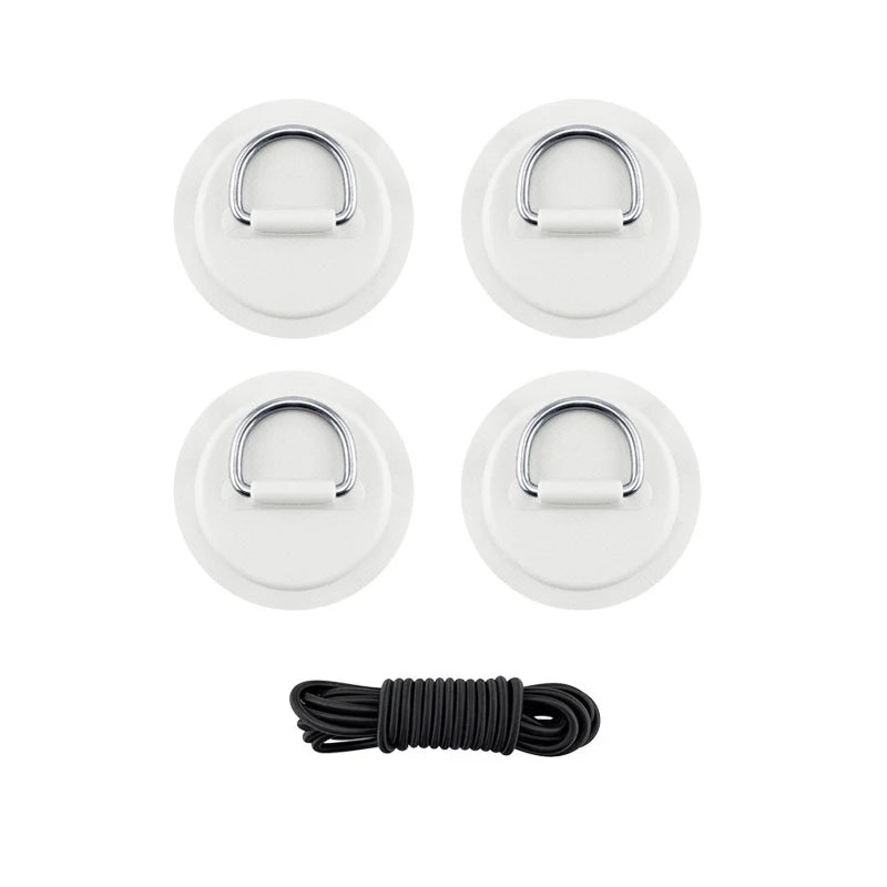 4pcs D Ring Pad PVC Patch Boat Deck Rigging with 2.5m Black Elastic Bungee Rope Inflatable Stand Up Paddle Board SUP Accessories