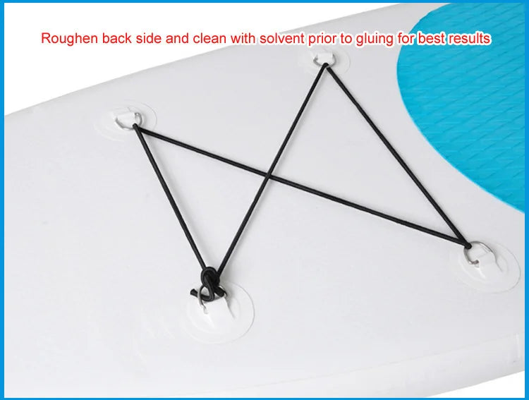 4pcs D Ring Pad PVC Patch Boat Deck Rigging with 2.5m Black Elastic Bungee Rope Inflatable Stand Up Paddle Board SUP Accessories