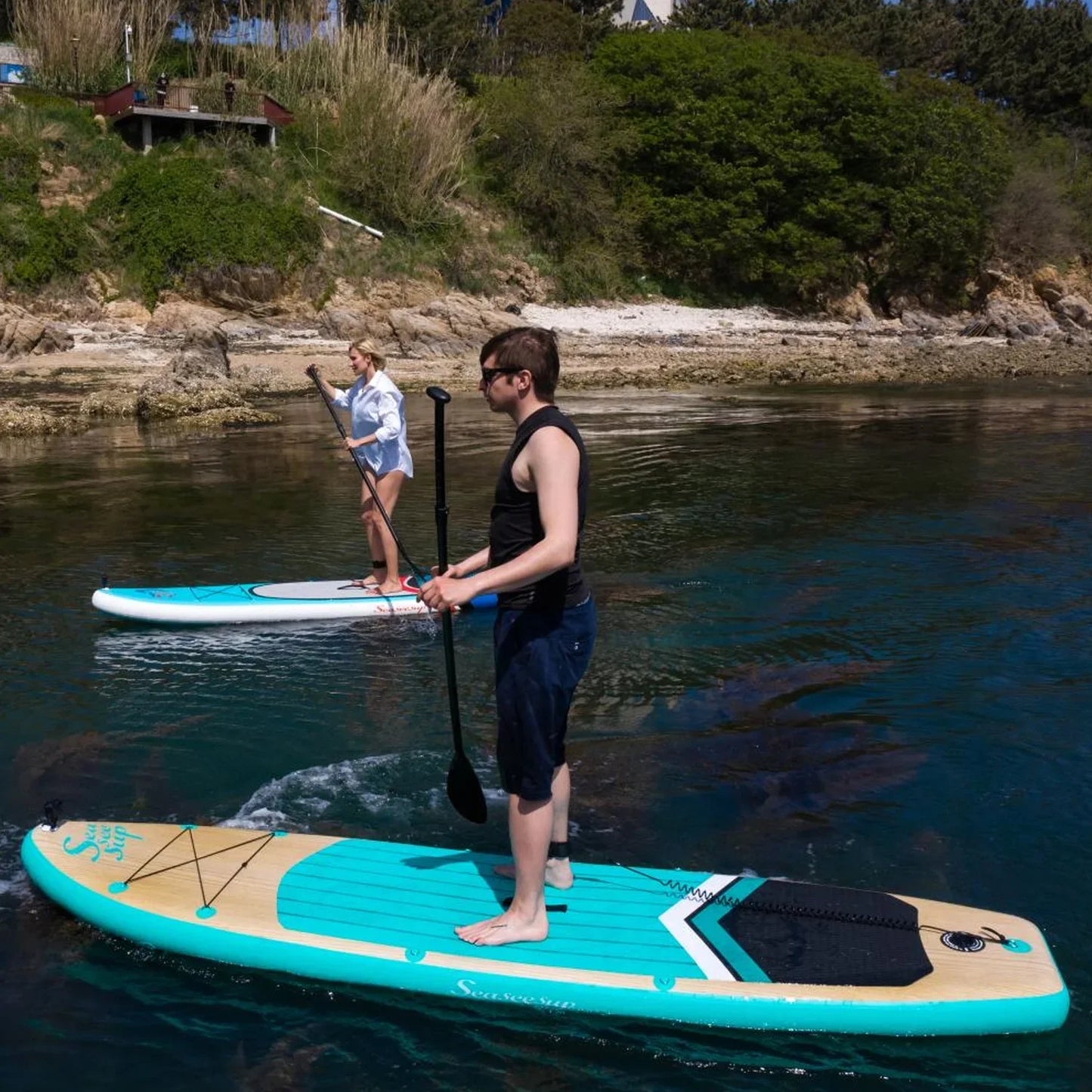 -Wooden color double layer material surfing inflatable sup board