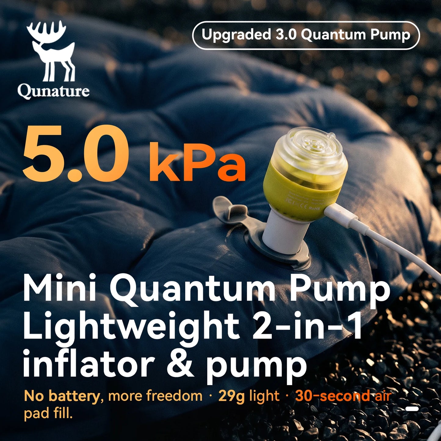 Qunature Air Pump Inflatable Lightweight 5kpa Mini Air Pump Camping Self Inflating Mat Tube Pump Strong Air Pressure
